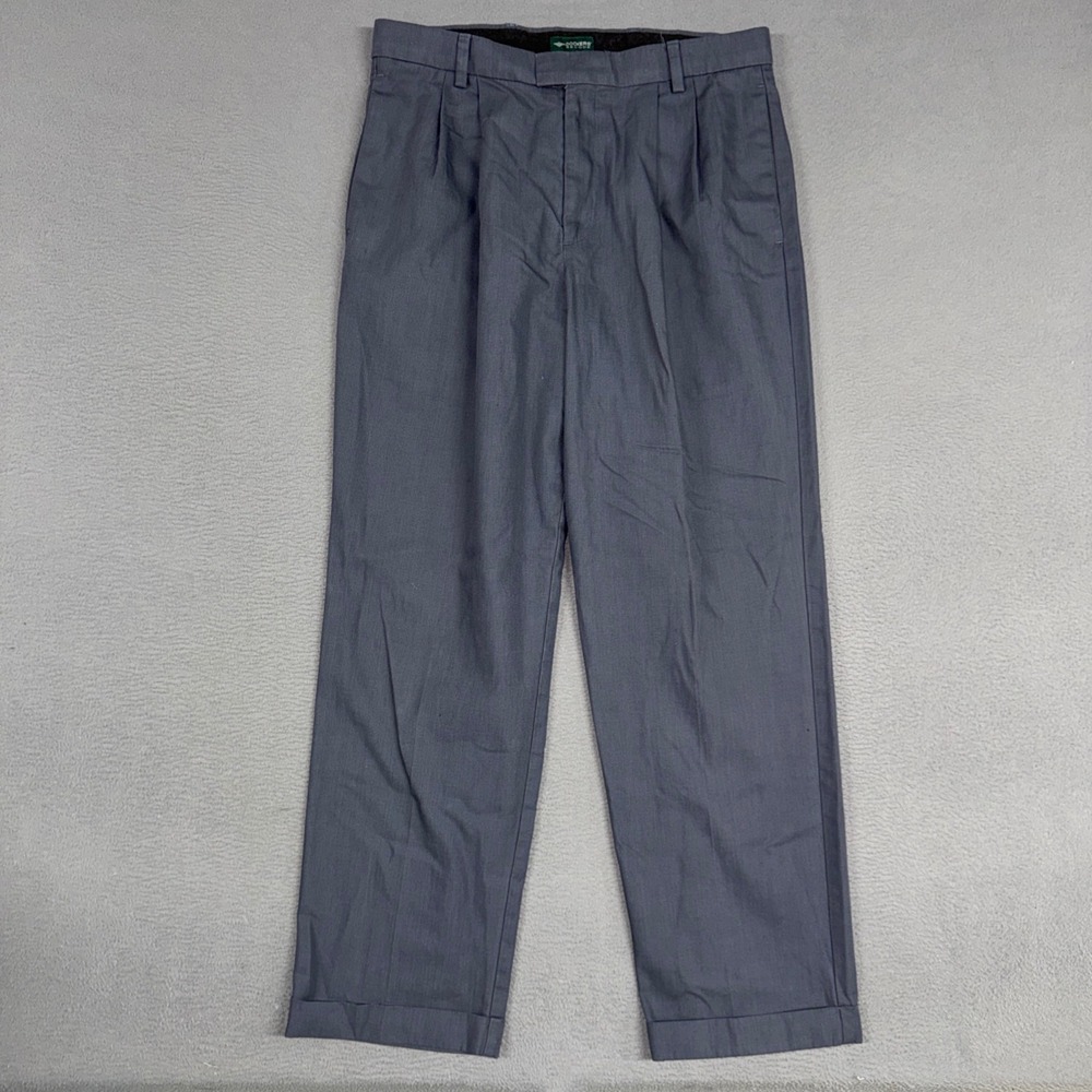 Dockers Recode Pants Mens 34x32 Gray Straight Pleated Cuffed Trousers VTG Y2K